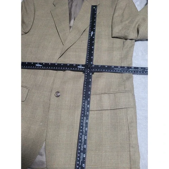 Ralph Lauren Sport Coat Mens 44 Long Beige Plaid Tweed Blazer 2 Button - Picture 10 of 14